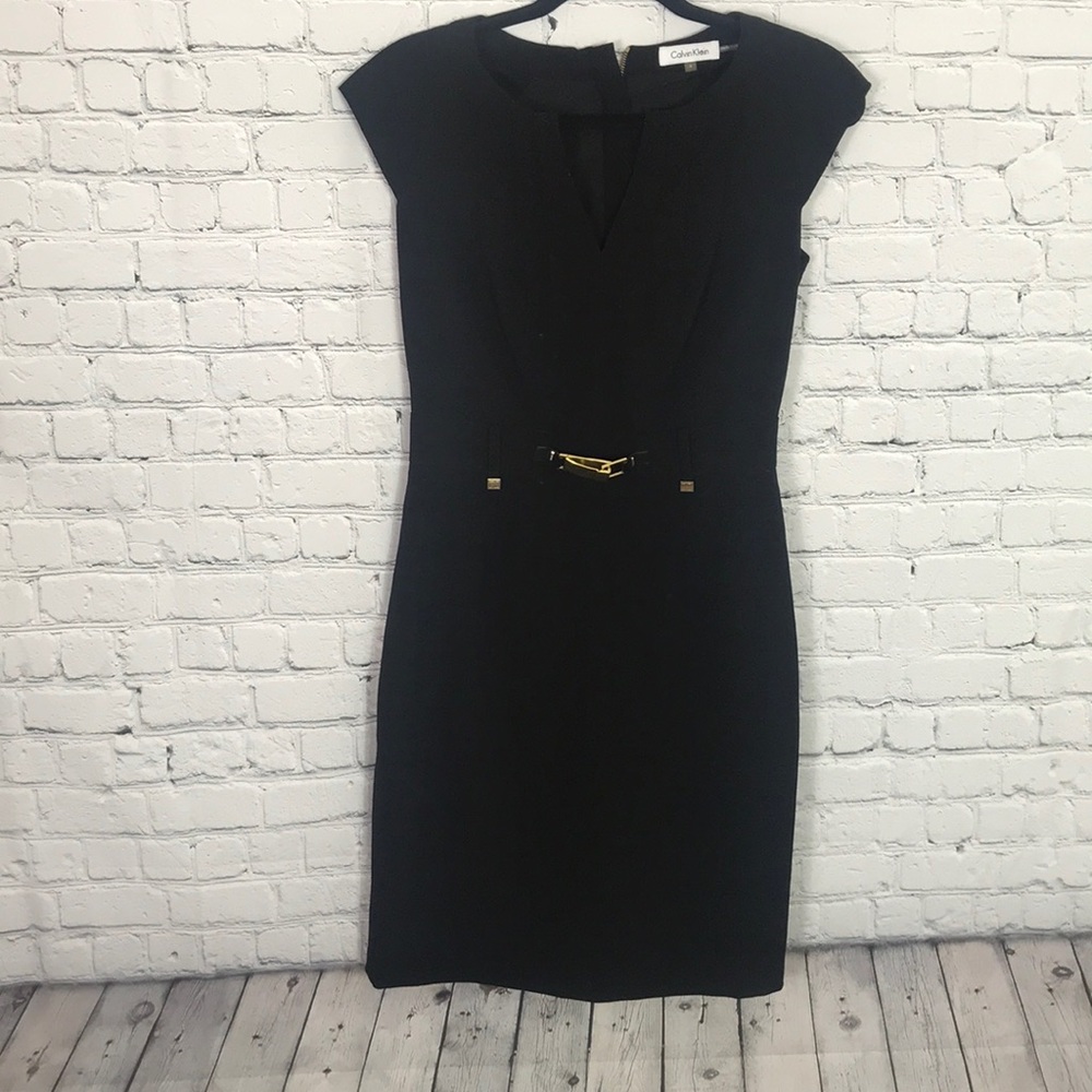 Calvin Klein LBD with gold detail